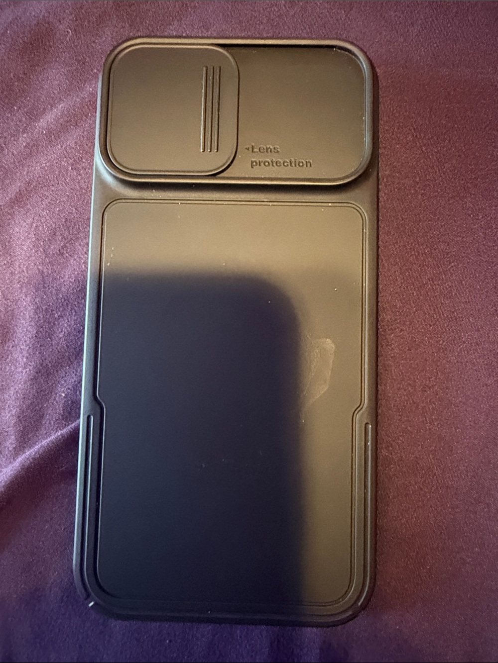 Slim Black Phone Case with Sliding Lens Cover